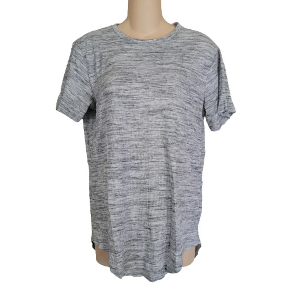PACSUN Lounger Fit Gray Waffle Knit Hi-Low Short Sleeve T-shirt Size Women Small - Picture 2 of 9